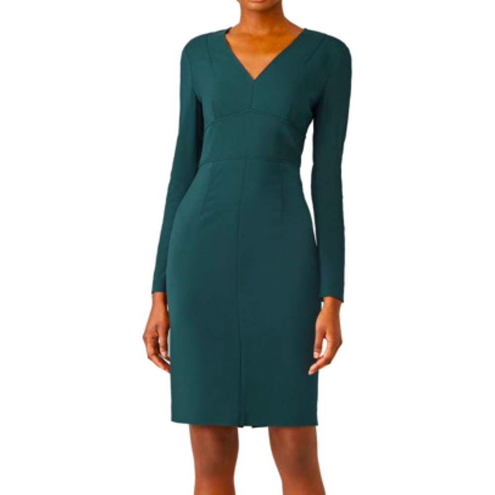 DVF V-Neck Tailored Dress in Forest